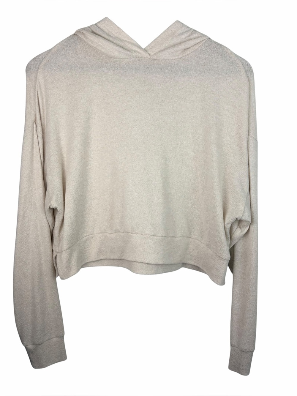 Quince | Heather Oatmeal Brushed Lounge Cropped Pullover Hoodie